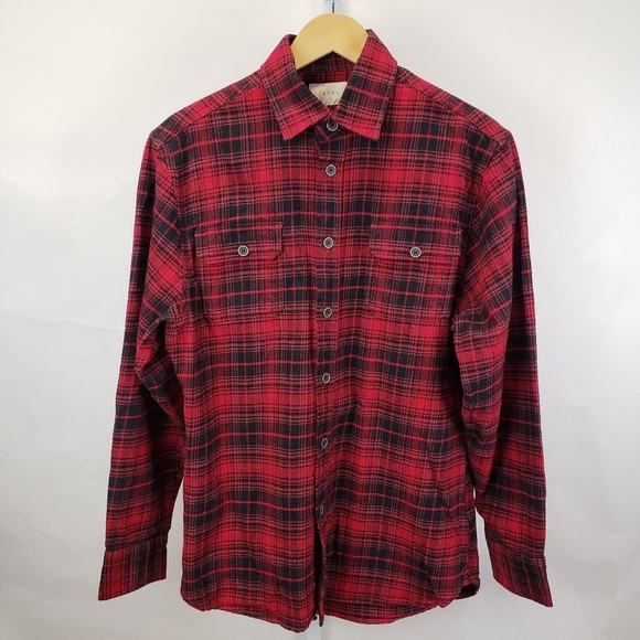 Jach's red black plaid heavy flannel shirt size medium NEW - Picture 1 of 11